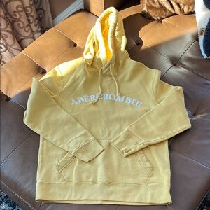 Abercrombie & Fitch Hooded Fleece Sweatshirt Yellow Size S